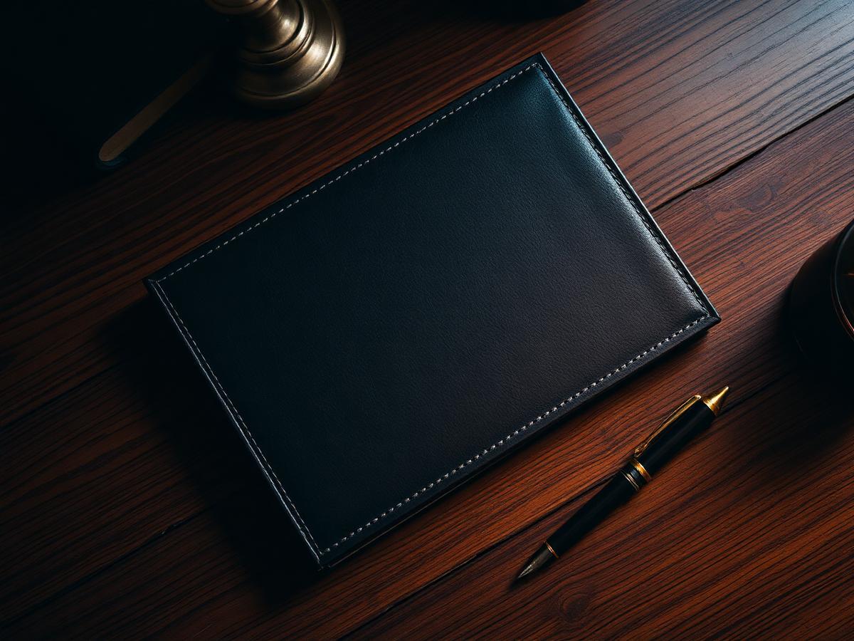 Case dossier on an oak desk
